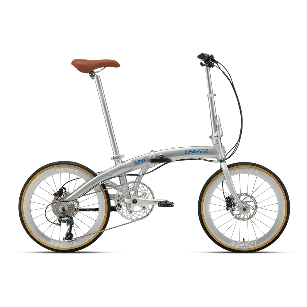 Commuter Biking - Bicicletta Pieghevole in Pelle Marrone 451mm